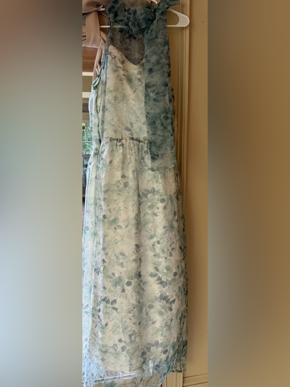 entro Sheer Floral Maxi Skirt in Pale Blue and Mint
